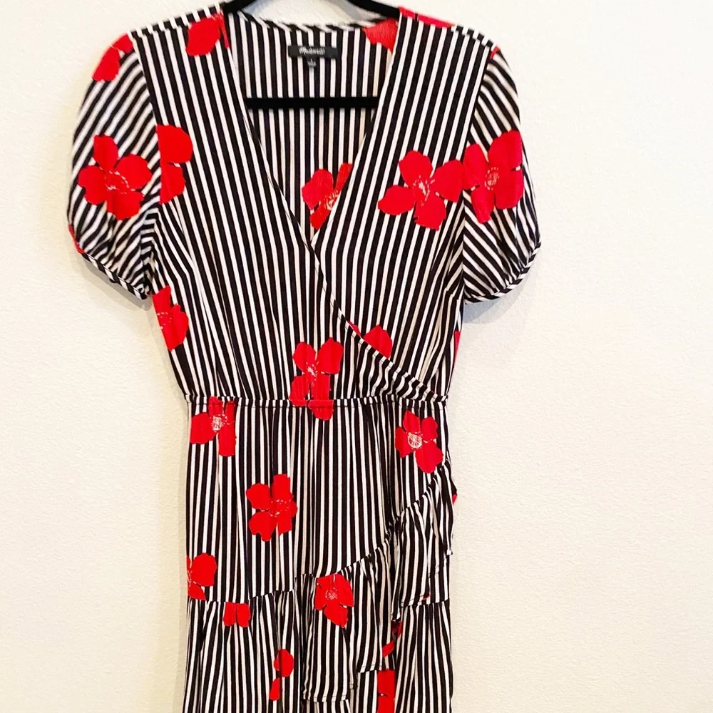 Madewell Ruffle Wrap Dress Candied Orchids 4 - Picture 8 of 11